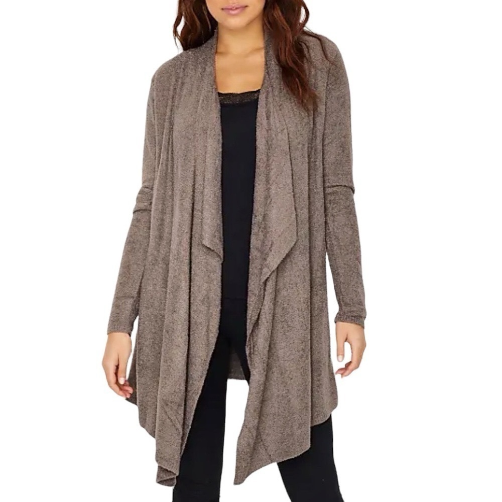 BAREFOOT DREAMS Calypso Wrap Bamboo Chic Lite Knit Long Plush Sweater Drapey 436